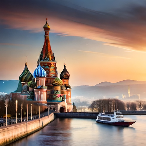 Una cattedrale russa lungo un fiume